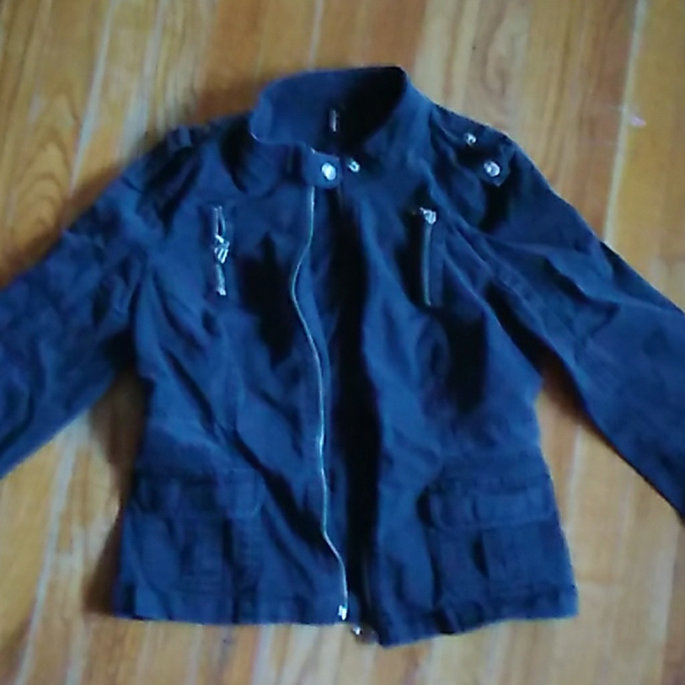 Black moto jean jacket